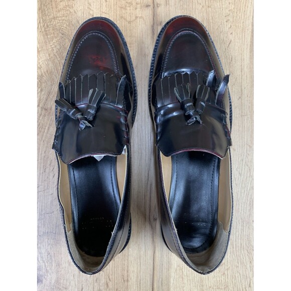 WALK LONDON Tassel Kiltie Loafers Shoes Men's Dark Burgundy Leather Size 11 - Picture 12 of 16